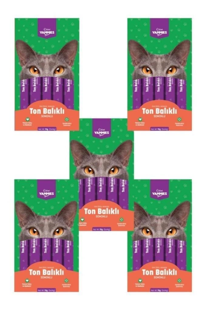 Kiwi Yammies 5x14 gr 5 Paket Ton Balıklı Somonlu Sıvı Ödül Maması