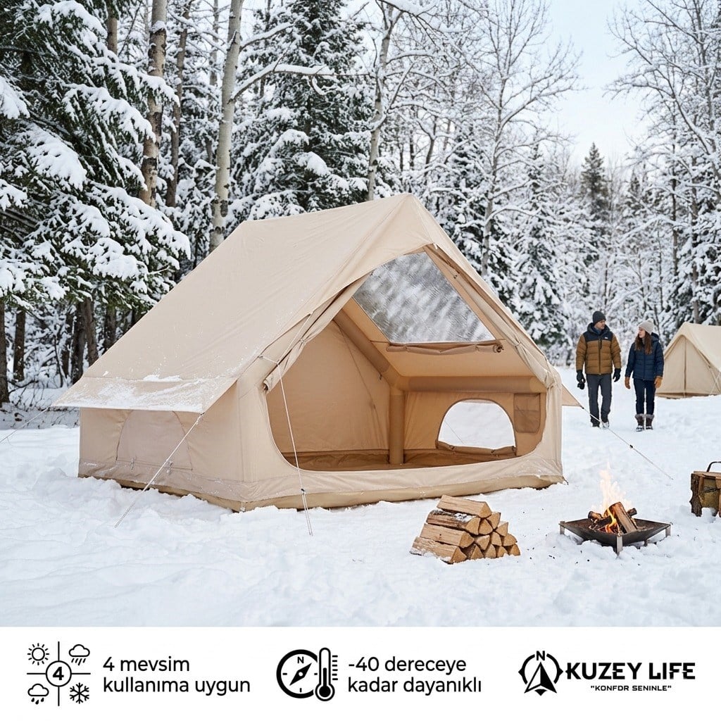 KuzeyLife 6 Kişilik Lüks Şişme Kamp Çadırı (Tenteli & Gölgelikli)