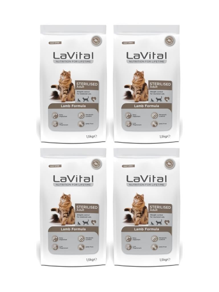 Lavital Kuzulu Kısırlaştırılmış Kuru Kedi Mamasi 1.5 Kg*4 Adet