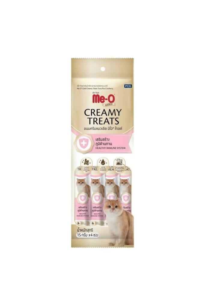 Me-O Bağışıklık SisMe-O Gold Creamy Ton Balıklı ve Turna Yemişi Kedi Ödül Maması 15 Gr x 4 Adet