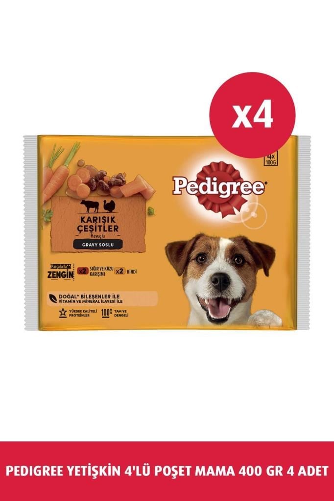 Pedigree Et Çeşitleri Pouch Köpek Konserve Konservesi 4x100 gr