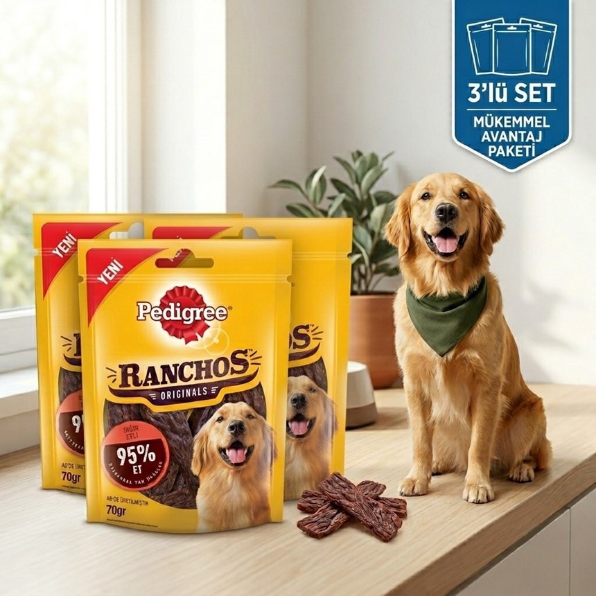 Pedigree Ranchos Jerkies Tahılsız Sığır Etli Köpek Ödül Maması 70 Gr 3'LÜ SET