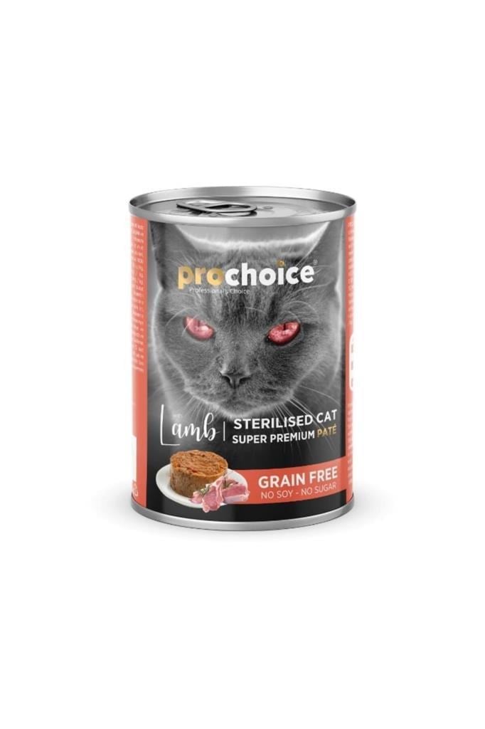 Pro Choice Kısırlaştırılmış Kuzu Etli Sekersiz Tahilsiz Ezme Yetiskin Kedi Konservesi 400gr