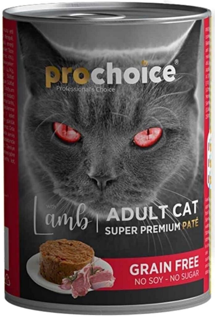 Pro Choice Kuzu Etli Sekersiz Tahilsiz Ezme Yetiskin Kedi Konservesi 400gr*24 ADET