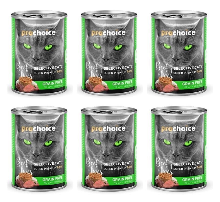 Pro Choice Selective Biftek Ve Cigerli Kiyilmis Yetiskin Kedi Konservesi 400 Gr*6 ADET