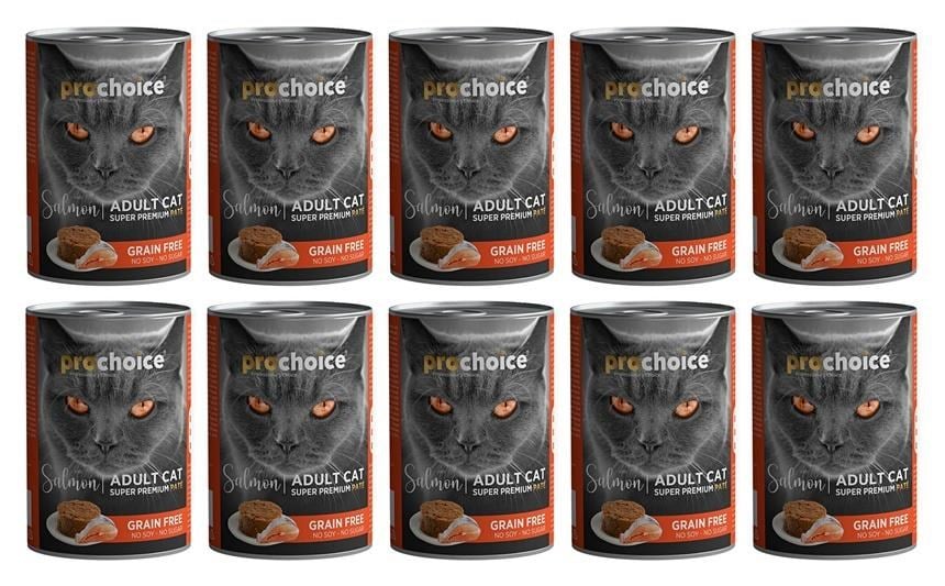 Pro Choice Somon Etli Sekersiz Tahilsiz Ezme Yetiskin Kedi Konservesi 400gr*10 ADET