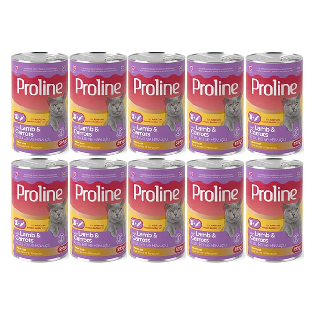 Proline Kuzu Etli ve Havuçlu Pate Et Parçalı Kedi Konservesi 395 Gr*10 Adet