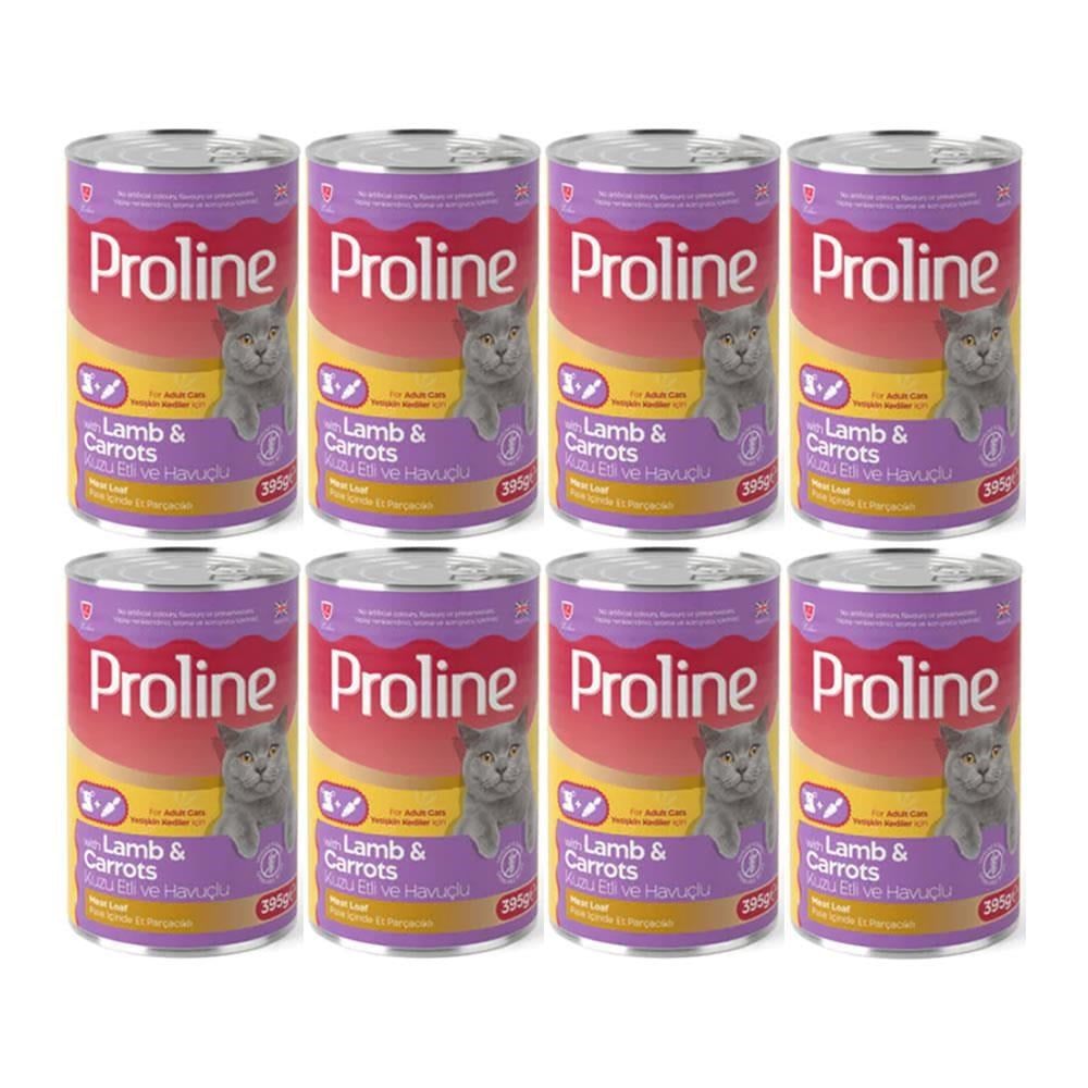 Proline Kuzu Etli ve Havuçlu Pate Et Parçalı Kedi Konservesi 395 Gr*8 Adet