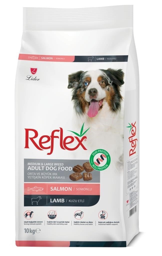 Reflex Duo Protein Somonlu Ve Kuzu Etli Orta ve Büyük Irk Yetişkin Köpek Maması 10 Kg