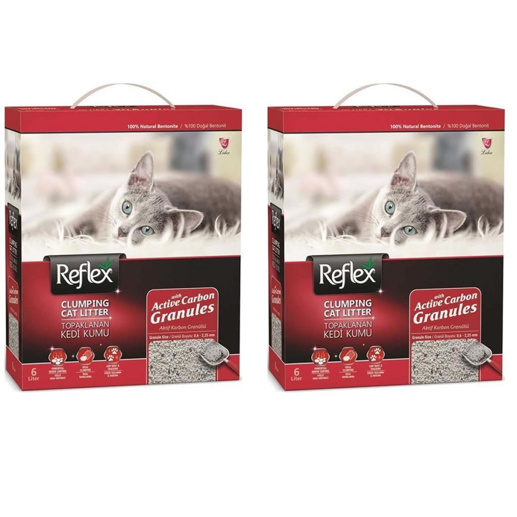 Reflex Granül Aktif Karbonlu Topaklanan Kedi Kumu 6 Lt 2 Adet
