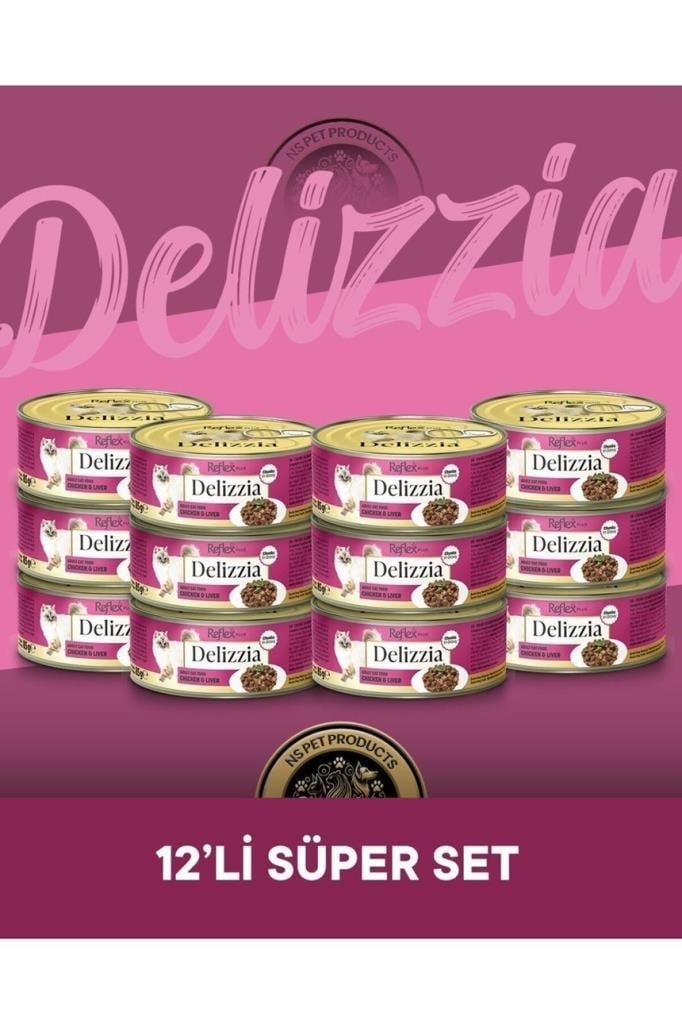 Reflex Plus Delizzia Yetişkin Tavuklu-Ciğerli Gravy Kedi Maması 12x85 gram