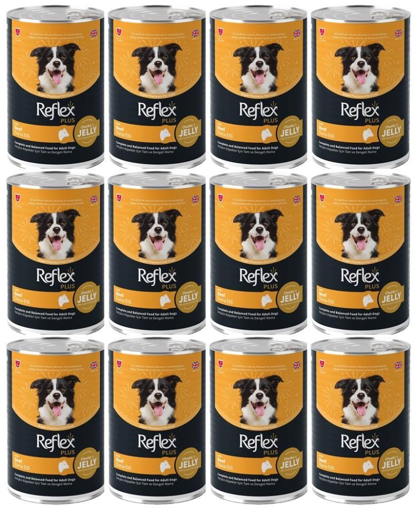 Reflex Plus Jöle İçinde Dana Etli Yetişkin Konserve Köpek Maması 400 Gr*12 ADET