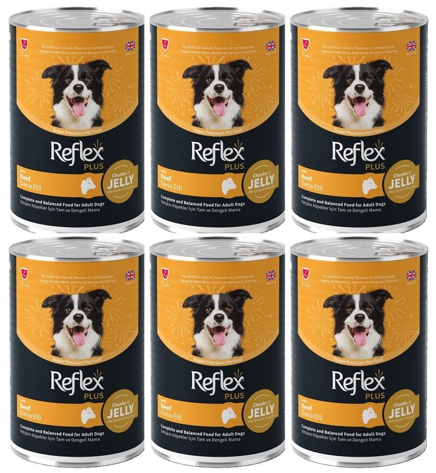 Reflex Plus Jöle İçinde Dana Etli Yetişkin Konserve Köpek Maması 400 Gr*6 ADET