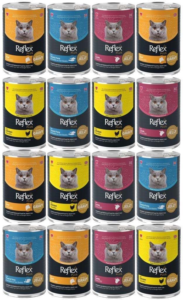 Reflex Plus Karışık Yetişkin Kedi Konservesi 400 Gr *16 ADET