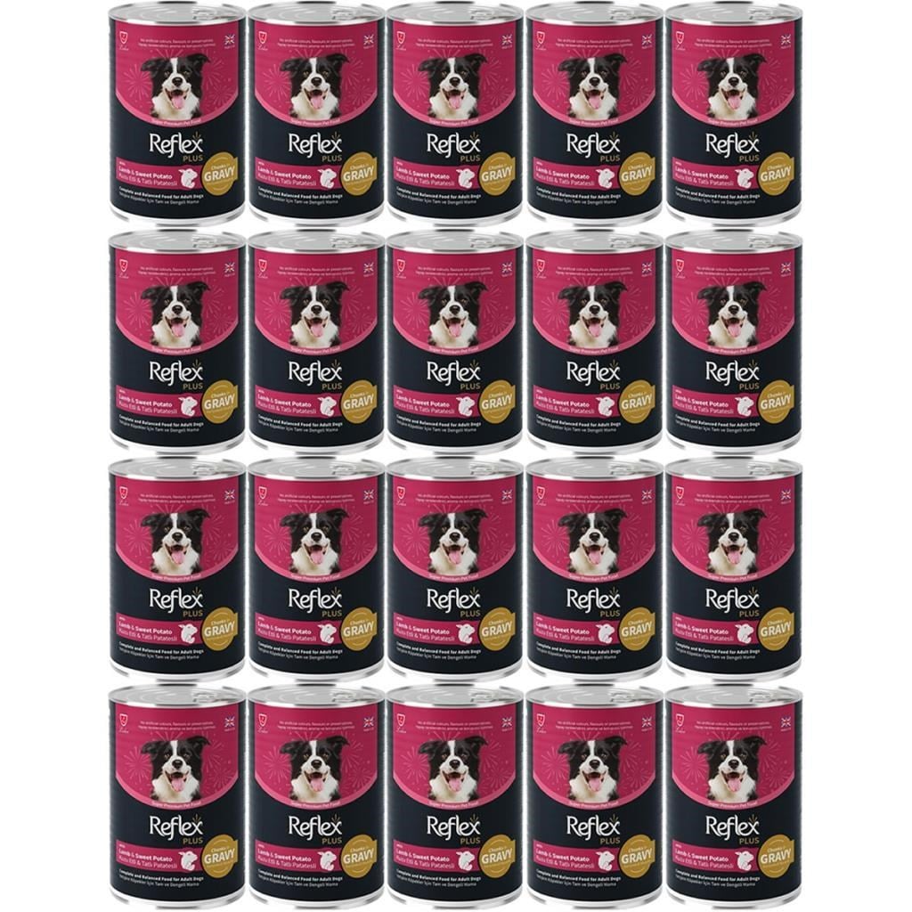 Reflex Plus Kuzu ve Tatlı Patates Et Parçacıklı Soslu Köpek Konservesi 400 Gr*20 Adet
