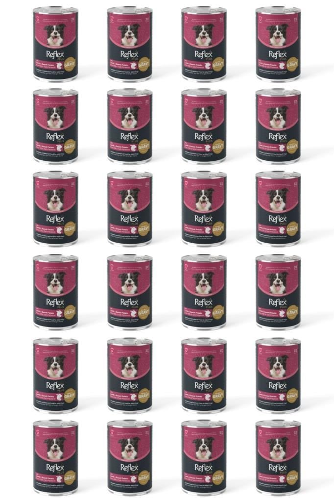 Reflex Plus Kuzu ve Tatlı Patates Et Parçacıklı Soslu Köpek Konservesi 400 Gr*24 Adet