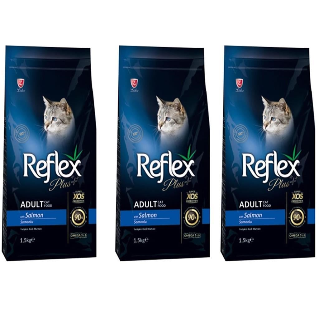 Reflex Plus Somon Balıklı Yetişkin Kedi Maması 1,5 Kg 3'Lü Set