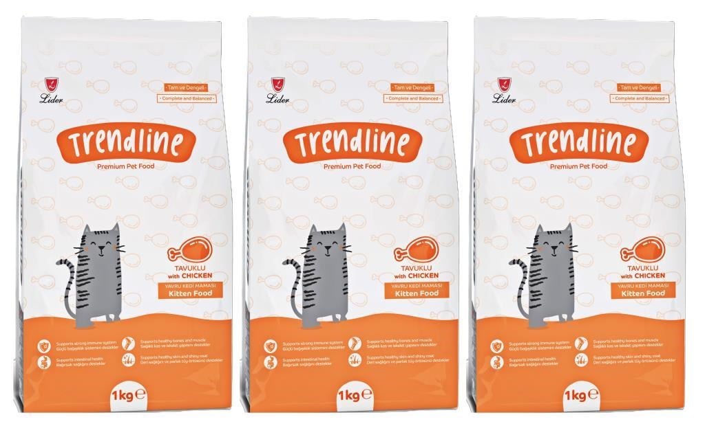 Trendline Kitten Tavuklu Yavru Kedi Maması 1 Kg 3 Adet