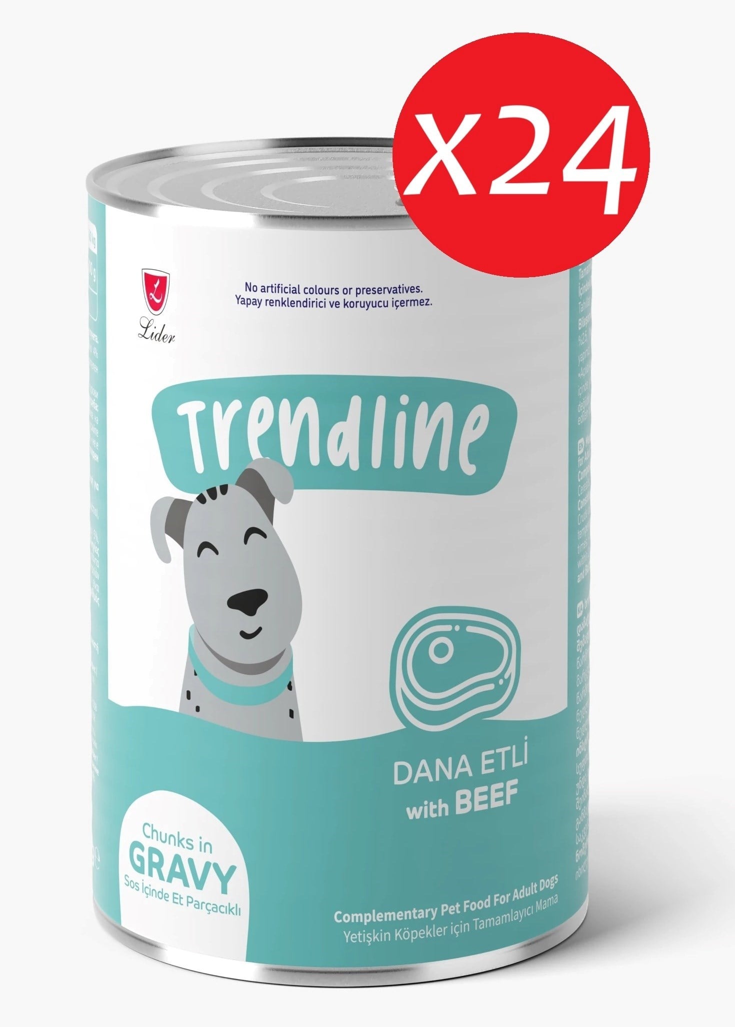Trendlıne Konserve Sos İçinde Et Parçacıklı Dana Etli Yetişkin Köpek Maması 400 G*24 adet