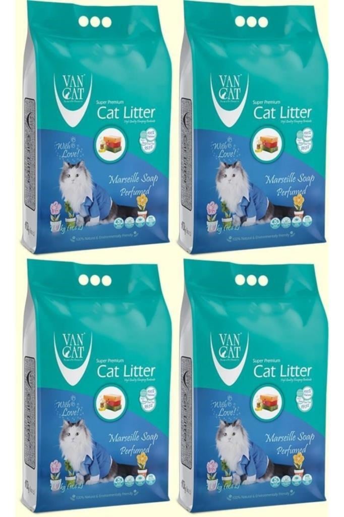 Vancat Marsilya Sabunlu İnce Taneli Kedi Kumu 10 Kg 4 Adet