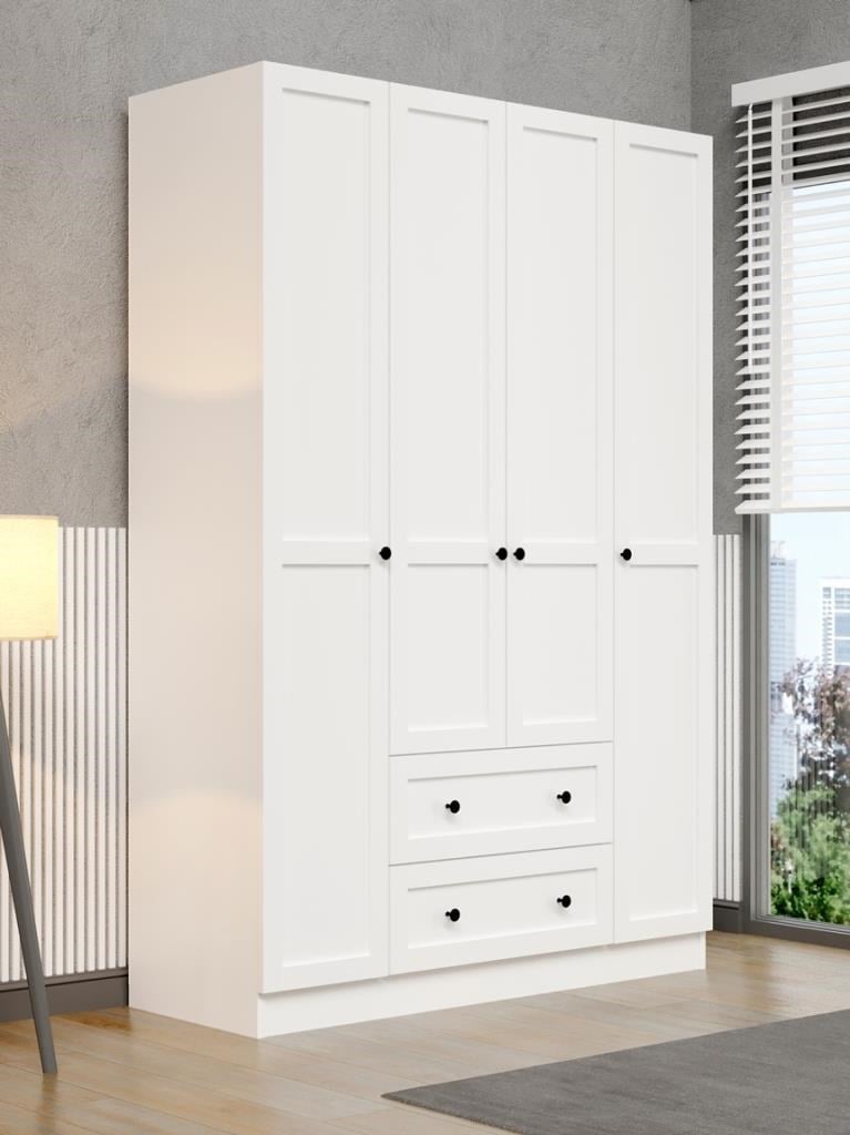 Viena Modern Tasarımlı Membran Kapaklı 4 Kapılı Gardırop (50 cm Derinlik)