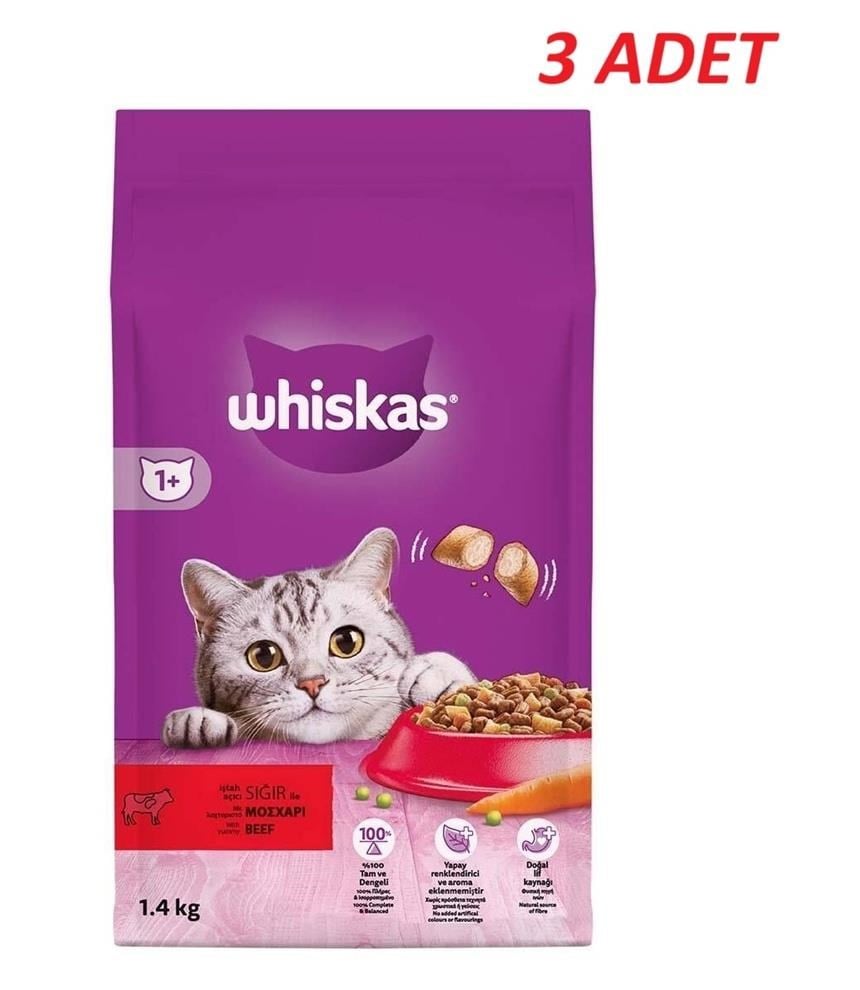 Whiskas Biftekli Kuru Kedi Maması 1,4 Kg*3 ADET
