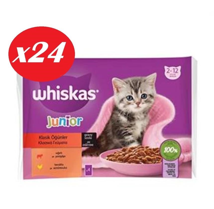 Whiskas Junior Yavru Kedi Sığırlı Tavuklu 4X85 Gr Set 24'lü