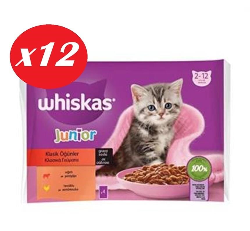 Whiskas Junior Yavru Kedi Sığırlı Tavuklu 4X85 Gr Set 12'li