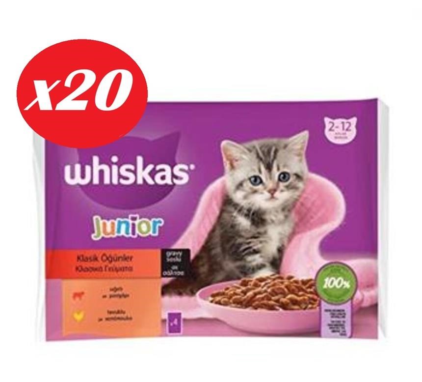 Whiskas Junior Yavru Kedi Sığırlı Tavuklu 4X85 Gr Set 20'li