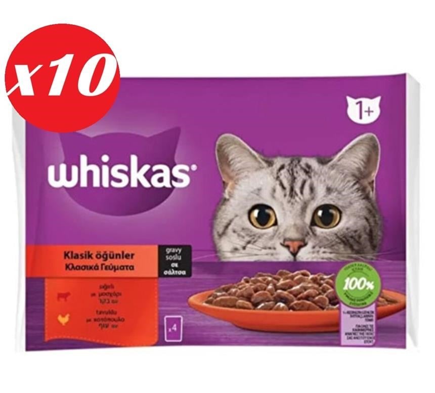 Whiskas Pouch Sos Sığır.Tav Yetiş Kedi Kon. 4x85gr Set 10'lu