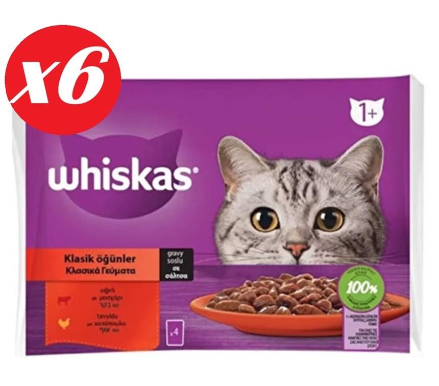 Whiskas Pouch Sos Sığır.Tav Yetiş Kedi Kon. 4x85gr Set 6'lı