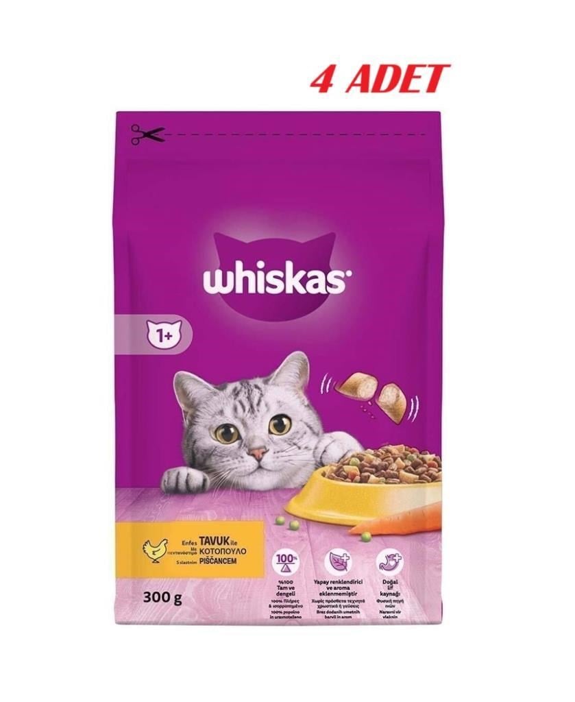 Whiskas Tavuklu Sebzeli Kuru Kedi Maması 300 Gr*4 ADET