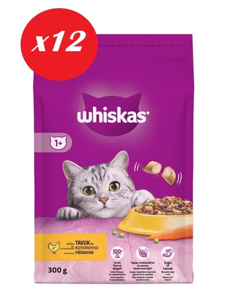 Whiskas Tavuklu Sebzeli Kuru Kedi Maması 300 Gr Set 12'li