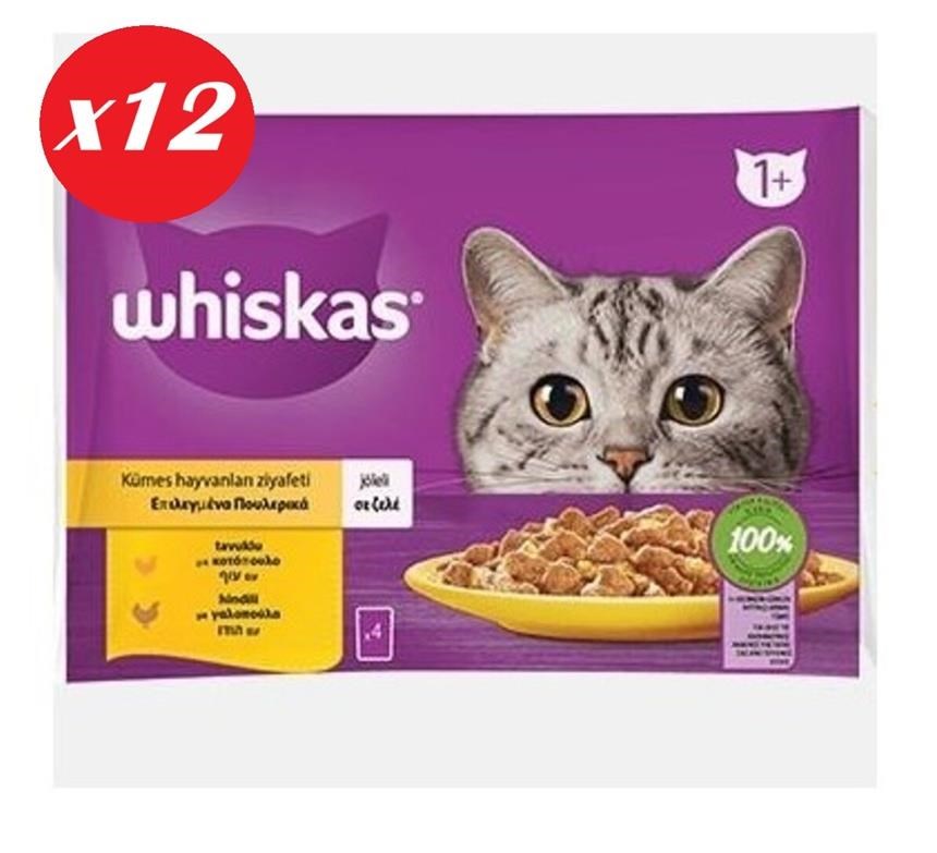 Whiskas Tavuklu ve Hindili Yet. Kedi Maması 4x85Gr Set 12'li
