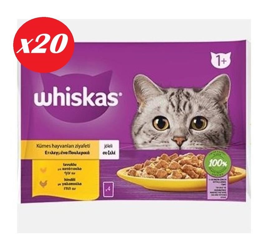 Whiskas Tavuklu ve Hindili Yet. Kedi Maması 4x85Gr Set 20'li