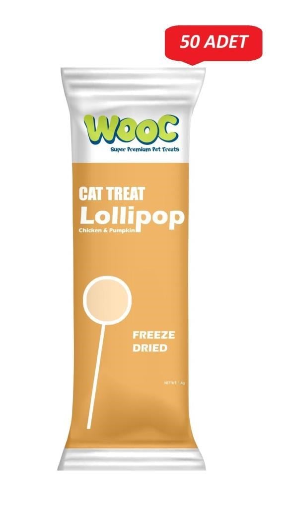 Wooc Lollipop Tavuk ve Bal Kabaklı Kedi Ödül Maması 1,4 Gr*50 li Paket
