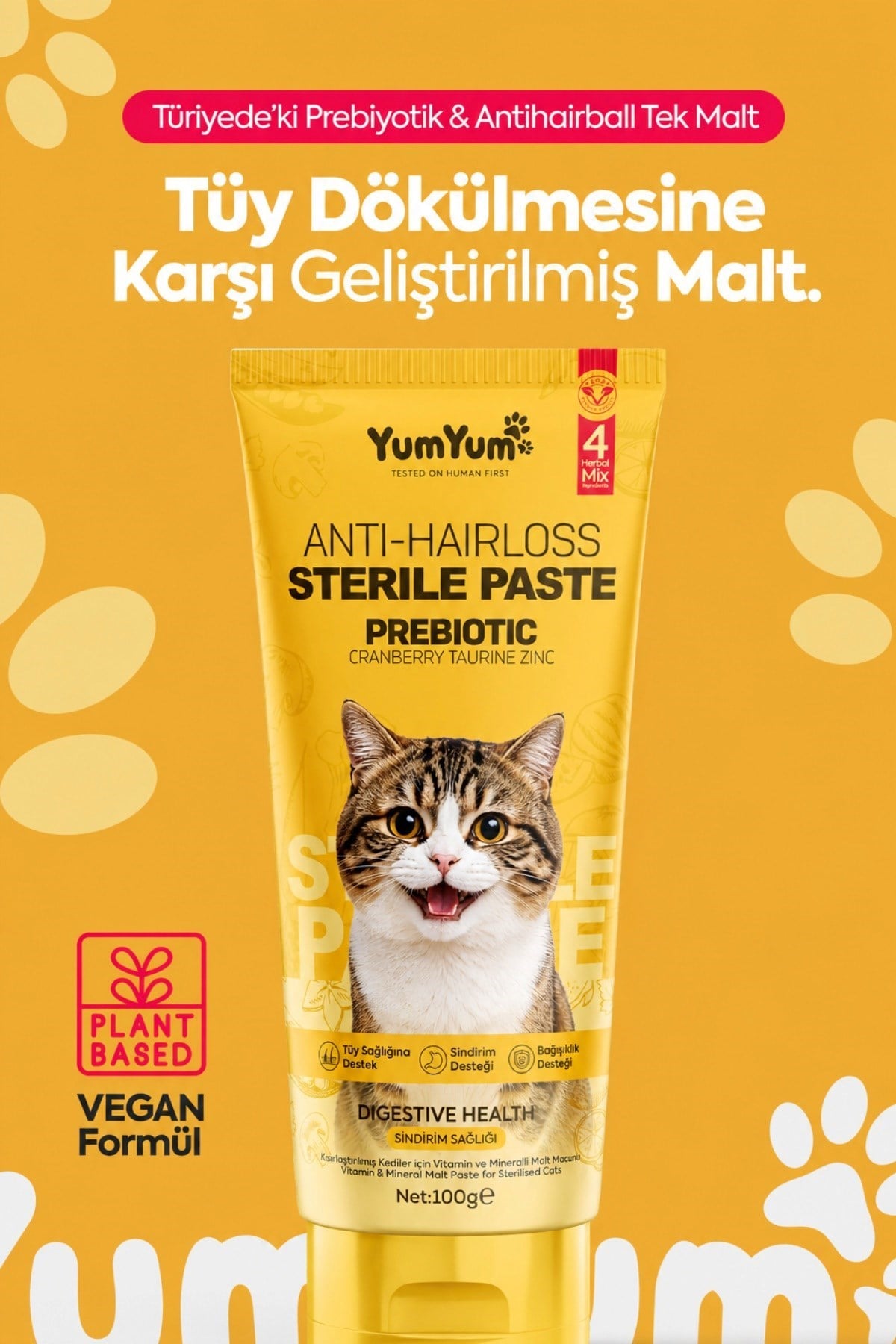 Yumyum İlk Prebiyotik İçerikli Multivitamin Kedi Malt Macun 100 gr