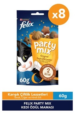 Felix Party Mix Karışık Çiftlik Lezzetleri Kedi Ödül Maması 8x60gr