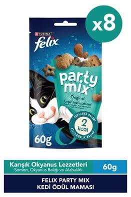 Felix Party Mix Karışık Okyanus Lezzetleri Kedi Ödül Maması 8x60gr