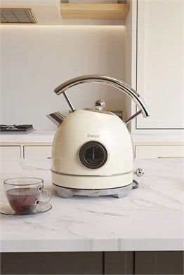 Fressi Isı Göstergeli Retro Kettle Su Isıtıcısı 1,8 Litre Fr-kt06 Magnoli Krem