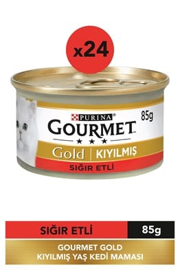 Gourmet Gold Kiyilmis Sigir Etli Kedi Konservesi 85gr 24-LÜ