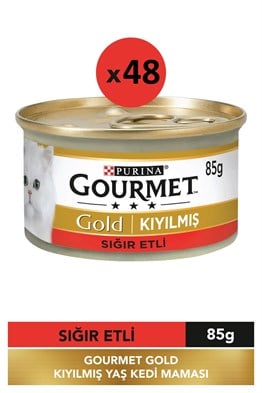 Gourmet Gold Kiyilmis Sigir Etli Kedi Konservesi 85gr-48Lİ