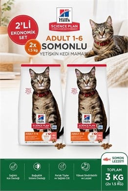 Hill's SP Somonlu Yetişkin Kedi Maması 1.5KG*2 Adet