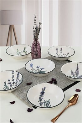 Keramika Çiçek Bahçesi Yemek Tabağı 18 Cm 6 Adet