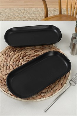 Keramika Mat Siyah Noyan Kayık Tabak 26 Cm 2 Adet