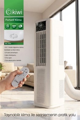 Kiwi KAC-7914 Portatif Kurulum Gerektirmeyen Klima 14000 BTU & 4 Fonksiyon & 35–50 m² Etki Alanı