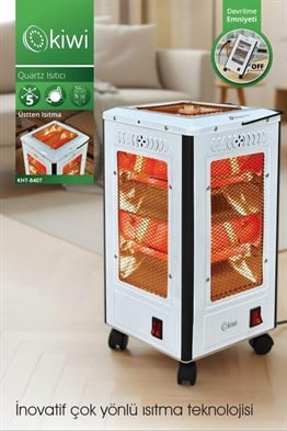 Kiwi KHT-8407 Quartz Isıtıcı 5 Yönlü Isıtma & Enerji Tasarruflu Kuvars Tüp & Taşınabilir Tasarım