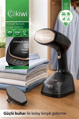 Kiwi KSI-671 Portatif Buharlı Kırışık Giderici 15 Saniyede Hızlı Isınma 4 Buhar Seviyesi 255 ml