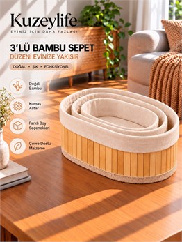 Kuzeylife Bambu Trio Oval 3lü Sepet Seti