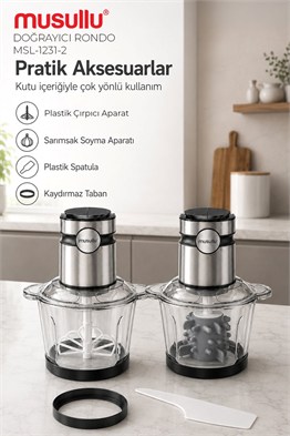 Musullu MSL-1231-2 Meat Max 2+2 Litre Geniş Hazneli Doğrayıcı Rondo